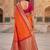 Orange color silk blend zari woven work sari with un-stitched blouse