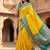 Yellow color silk blend zari woven work sari with un-stitched blouse