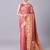 Peach color silk blend zari woven work saree