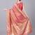 Peach color silk blend zari woven work saree