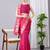 Rani pink color silk blend zari woven work saree