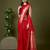 Red color silk blend zari woven work saree