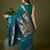 Sea green color silk blend zari woven work saree