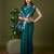 Sea green color silk blend zari woven work saree