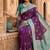 Purple color silk blend zari woven work sari -un stitched blouse