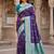 Blue color silk blend zari woven work sari -un stitched blouse