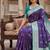 Blue color silk blend zari woven work sari -un stitched blouse