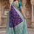 Blue color silk blend zari woven work sari -un stitched blouse