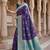 Blue color silk blend zari woven work sari -un stitched blouse