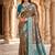 Light grey color silk blend zari woven work sari -un stitched blouse