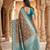 Light grey color silk blend zari woven work sari -un stitched blouse