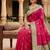 Rani pink color silk blend zari woven work sari -un stitched blouse