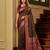 Brown color silk blend zari woven work sari -un stitched blouse
