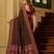 Brown color silk blend zari woven work sari -un stitched blouse