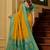 Yellow color silk blend zari woven work sari -un stitched blouse