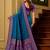 Blue color silk blend zari woven work sari -un stitched blouse