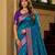 Blue color silk blend zari woven work sari -un stitched blouse