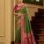 Mehendi color silk blend zari woven work sari -un stitched blouse
