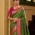 Mehendi color silk blend zari woven work sari -un stitched blouse