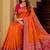 Orange color silk blend zari woven work sari -un stitched blouse