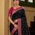 Black color silk blend zari woven work sari -un stitched blouse