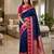 Navy blue color silk blend zari woven work saree