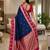 Navy blue color silk blend zari woven work saree