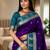 Blue color silk blend zari woven work saree