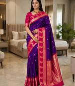 Light purple color silk blend zari woven work saree