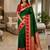Dark green color silk blend zari woven work saree