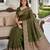 Mehendi color silk blend zari woven work sari -un stitched blouse