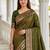 Mehendi color silk blend zari woven work sari -un stitched blouse