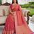 Peach color silk blend zari woven work sari -un stitched blouse