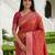 Peach color silk blend zari woven work sari -un stitched blouse