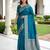 Sky blue color silk blend zari woven work sari -un stitched blouse