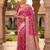 Pink color silk blend zari woven work sari -un stitched blouse