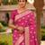Pink color silk blend zari woven work sari -un stitched blouse
