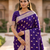 Blue color silk blend zari woven work sari -un stitched blouse