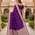 Purple color silk blend zari woven work sari -un stitched blouse