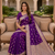 Purple color silk blend zari woven work sari -un stitched blouse