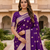 Purple color silk blend zari woven work sari -un stitched blouse