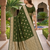 Mehendi color silk blend zari woven work sari -un stitched blouse
