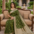 Mehendi color silk blend zari woven work sari -un stitched blouse