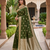 Mehendi color silk blend zari woven work sari -un stitched blouse