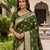 Mehendi color silk blend zari woven work sari -un stitched blouse