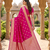 Rani pink color silk blend zari woven work sari -un stitched blouse