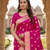 Rani pink color silk blend zari woven work sari -un stitched blouse
