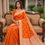 Orange pink color silk blend zari woven work sari -un stitched blouse