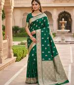 Green  color silk blend zari woven work sari -un stitched blouse