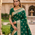 Green  color silk blend zari woven work sari -un stitched blouse